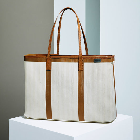 Large tote bag - Off-white×Camel