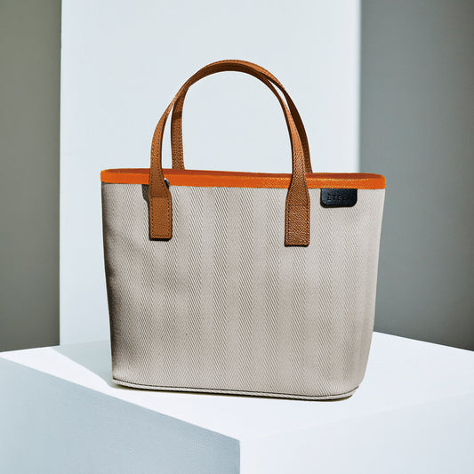 Small tote bag - GREIGE×ORANGE/CAMEL