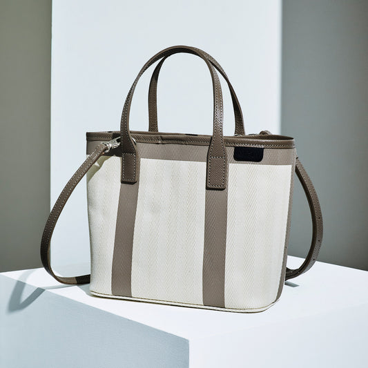 Small tote bag - Off-white×Taupe